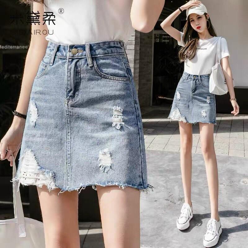 Quần váy jeans Bigsize, chân váy bò chữ A, chân váy jean cạp cao size lớn (60-90kg)