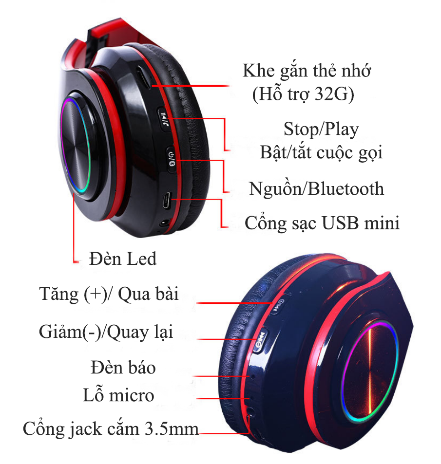 Tai Nghe Bluetooth B-39 Không Dây Có Thể Gập Lại Với Mic Hỗ Trợ Thẻ TF