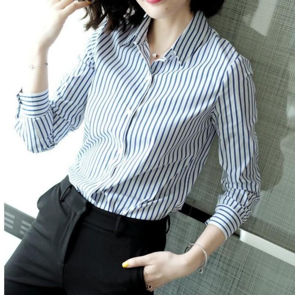 Áo Sơ Mi Nữ Dài Tay Kẻ Sọc Thời Trang Công Sở Thanh Lịch PONIVA Chất Liệu Mềm Mại Thấm Hút Mồ Hôi Tốt