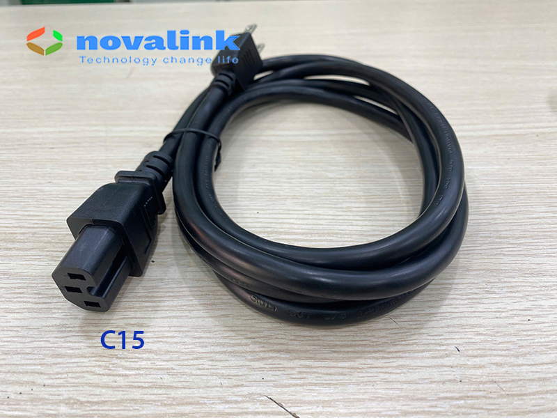 Dây nguồn C15 dài 2m Novalink NV-53002A | Dây nguồn 3 chấu cho UPS, PDU, server..13A-220/250V. Hàng chính hãng