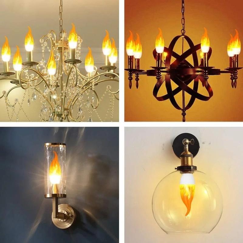 Bóng Đèn LED E14 E27 Tiết Kiệm Năng Lượng Tạo Hiệu Ứng Ngọn Lửa Trang Trí Tiệc Giáng Sinh Năm Mới