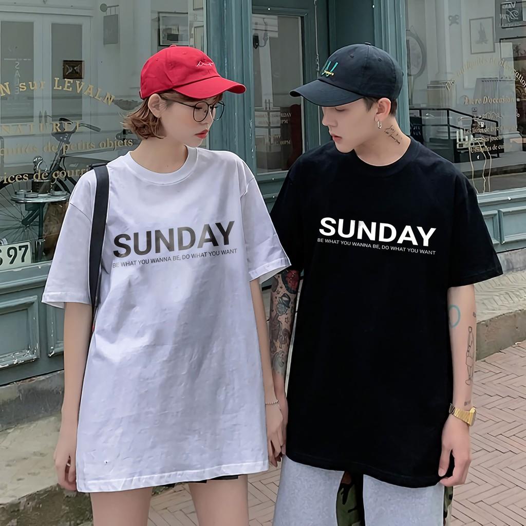 Áo Thun Unisex SUNDAY Moda Classic Đen Nam Nữ In Hình 100% Cotton - Local Brand Chính Hãng