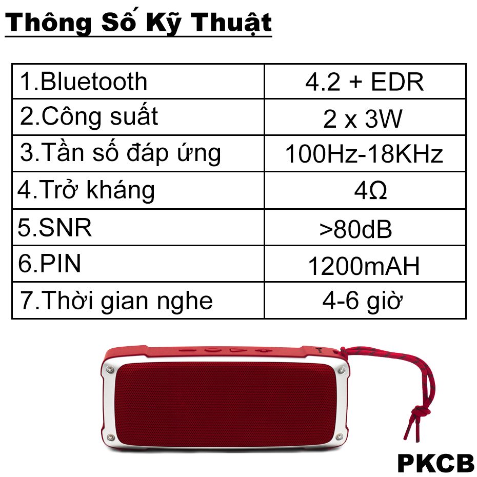 Loa bluetooth mini không dây nghe USB thẻ nhớ PKCB176 Đen - Hàng Chính Hãng