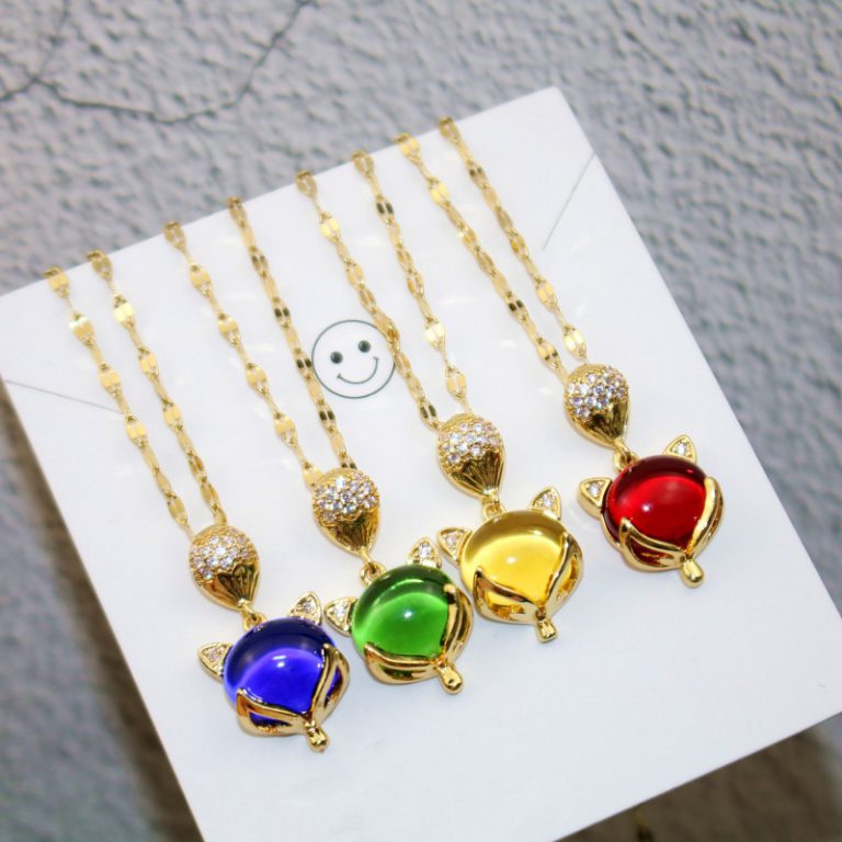 Dây Chuyền Hồ Ly Đá Nhiều Màu Titan Ko Han Rỉ TT 3848