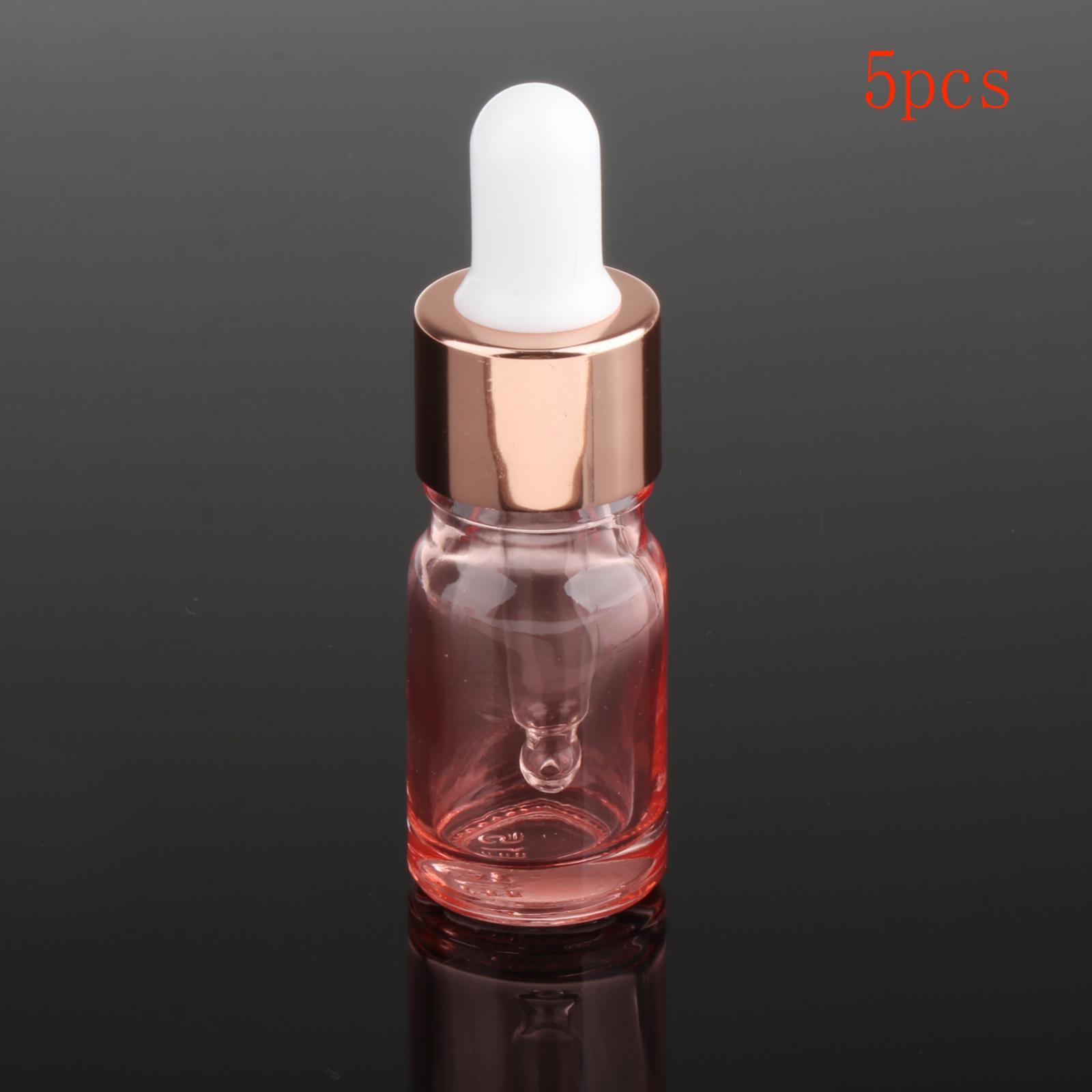 5 Pcs Rose Gold Small Glass Eye Dropper Bottle for Essential Oil Liquids Perfumes