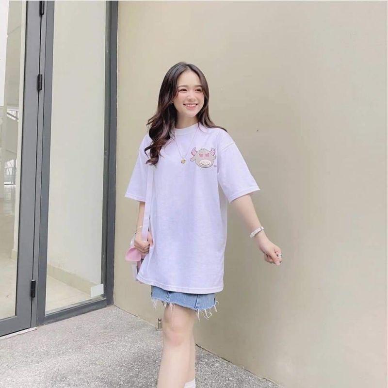 Áo thun tay lỡ phom unisex in hình cute(hình chụp thật 100%)