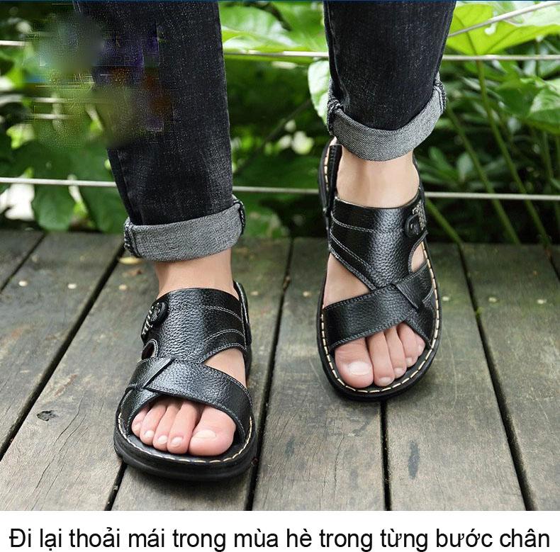 Dép quai hậu nam da bò thật phong cách thời trang đế mềm kiểu dáng mới nhất phiên bản Hàn Quốc mã 692  - Nâu - 41