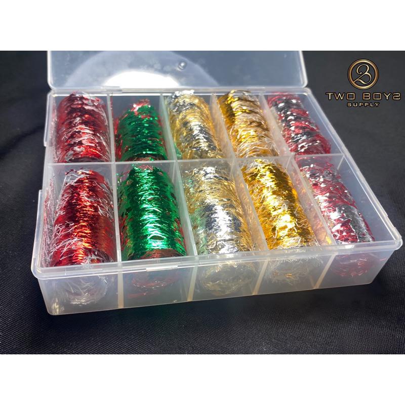 Set hộp 10 ô lưới ren ẩn nhũ trang trí móng nail