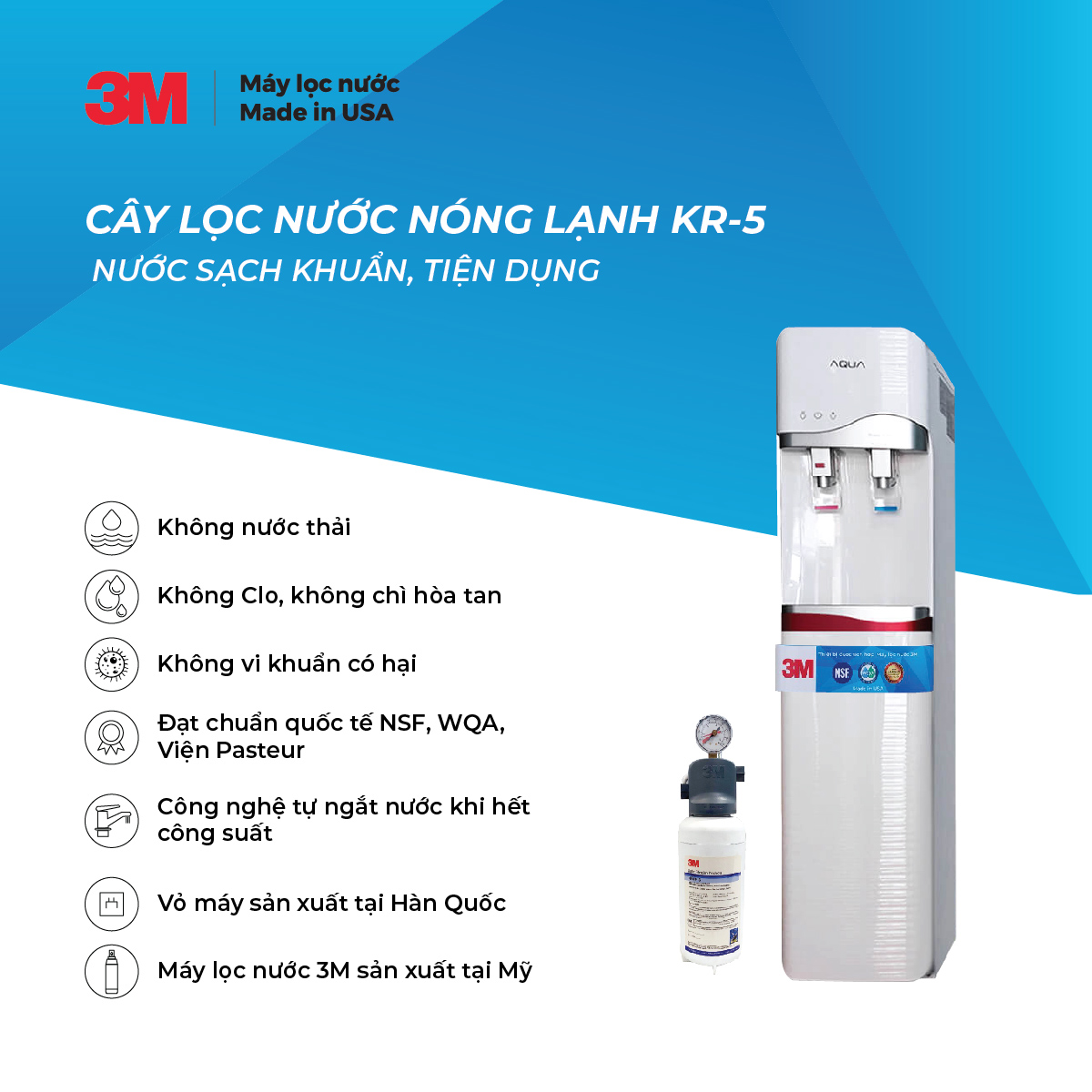 Máy Lọc Nước Nóng Lạnh 2 Vòi 3M KR5-2V (Sử Dụng Máy 3M ICE140-S) - Hàng Chính Hãng