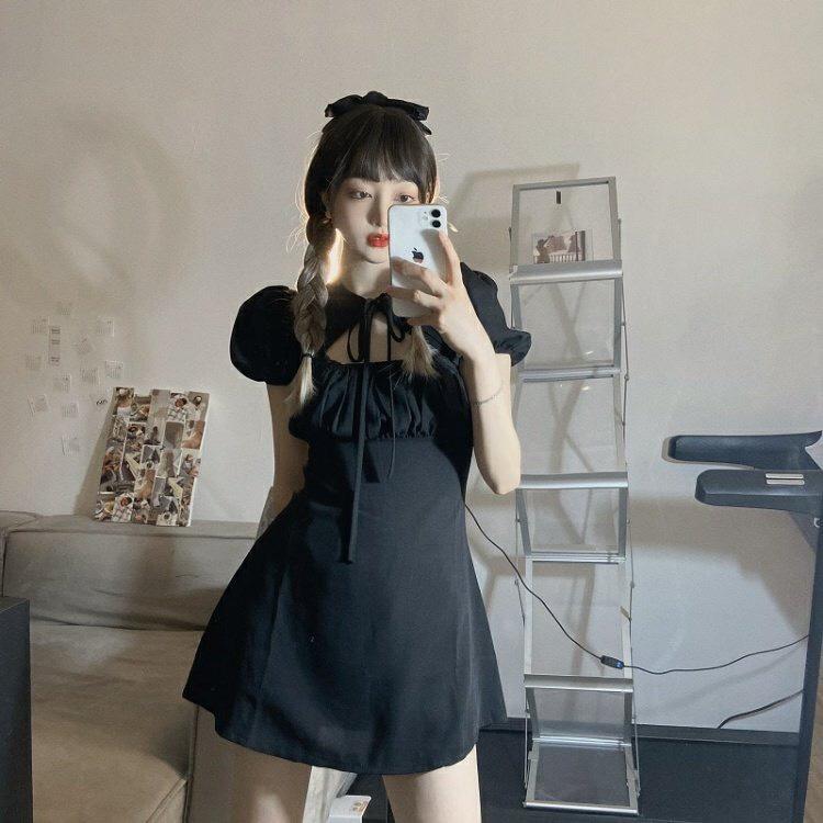 Đầm Nữ Cộc Tay Buộc Nơ Nhúm Ngực