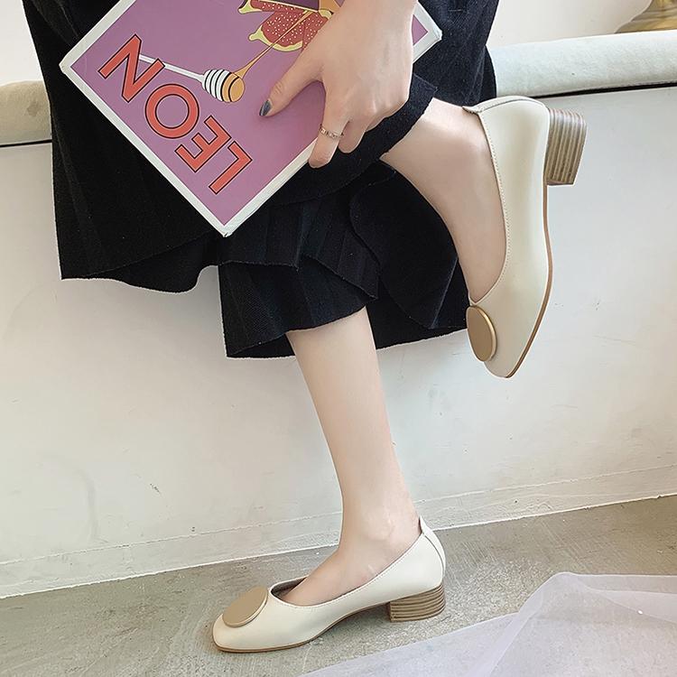 Giày Búp Bê Da Pu Mũi Vuông Đế Bằng Thời Trang Cho Nữ