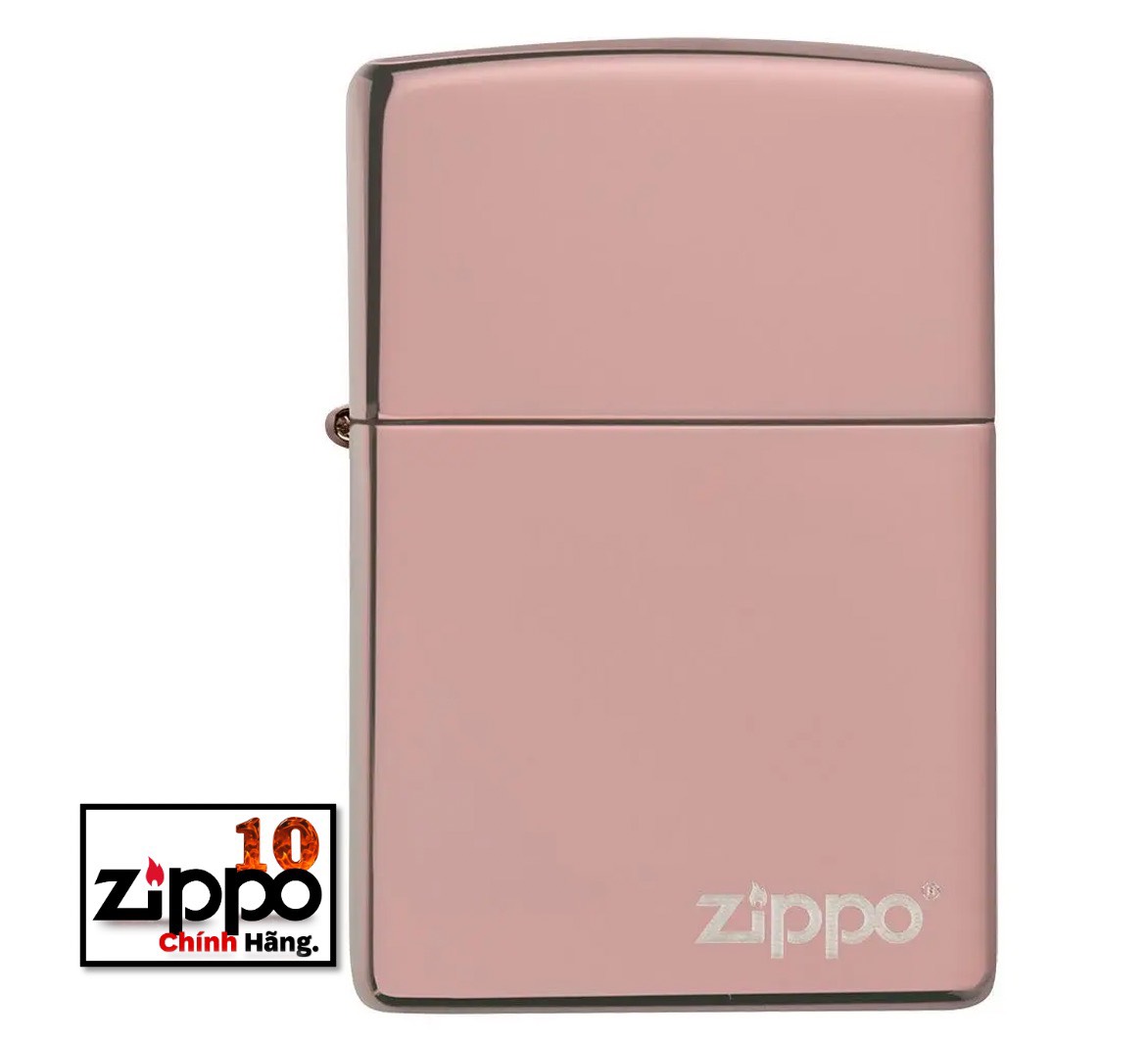 Bật Lửa Zippo 49190ZL High Polish Rose Gold W/Logo - Chính hãng 100%