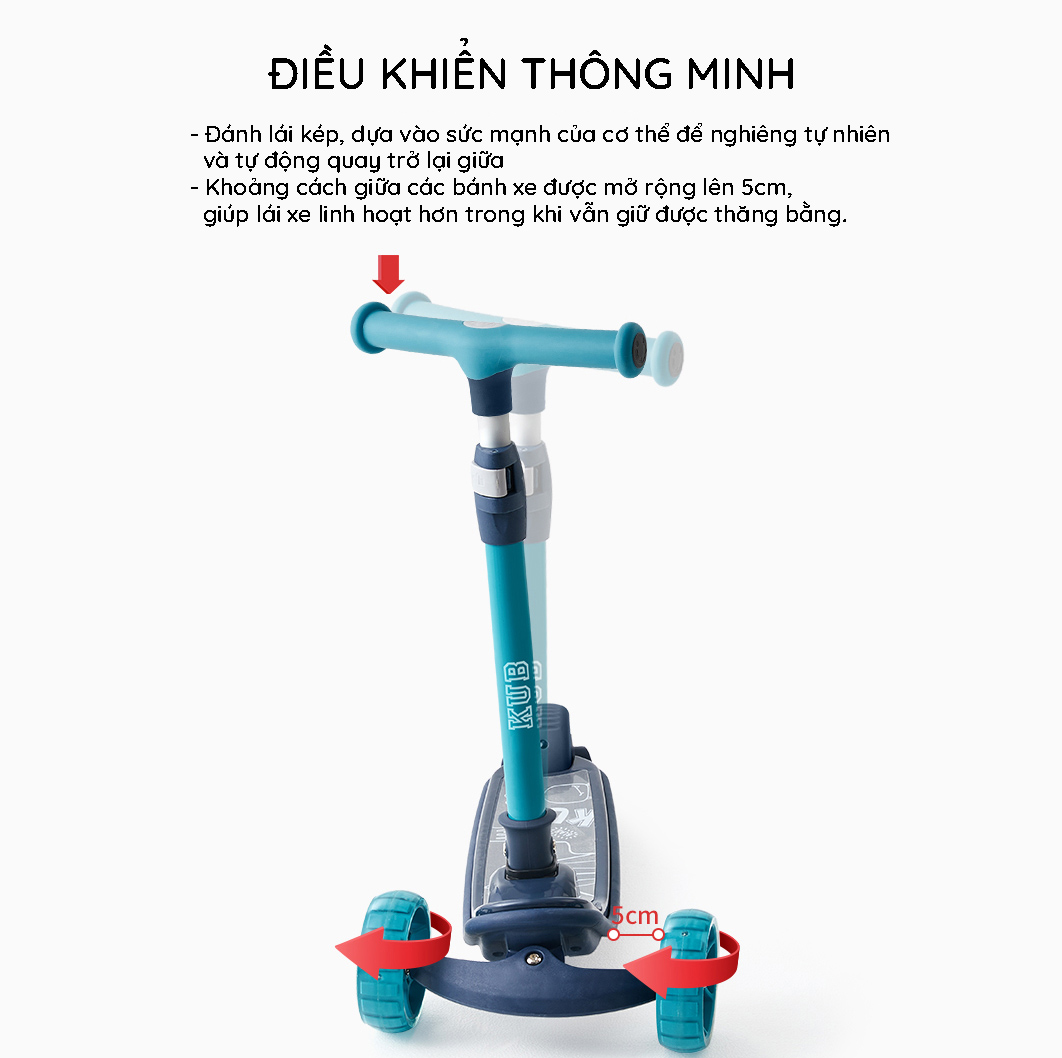 Xe scooter cho bé KUB có 3 bánh phát sáng vĩnh cửu, thể gấp gọn và chịu lực 100kg