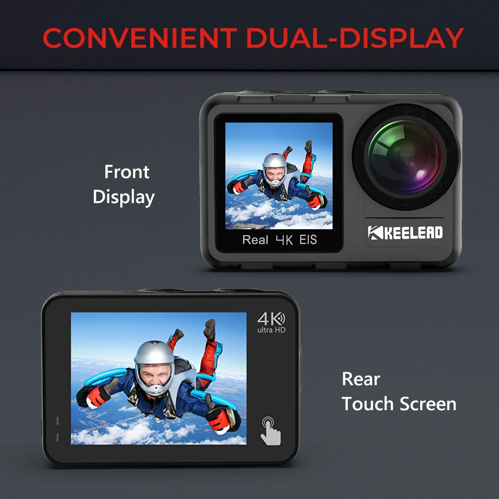 Camera hành động K80 4K màn hình kép WiFi 5M Body Waterproof 60fps 20MP 2.0 Touch LCD EIS điều khiển từ xa Osmo Style Cam