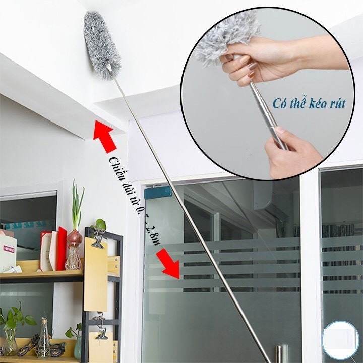 Chổi Quét Màng Nhện,Phất Trần Có Cán inox Điều Chỉnh Độ Dài Tiện Lợi