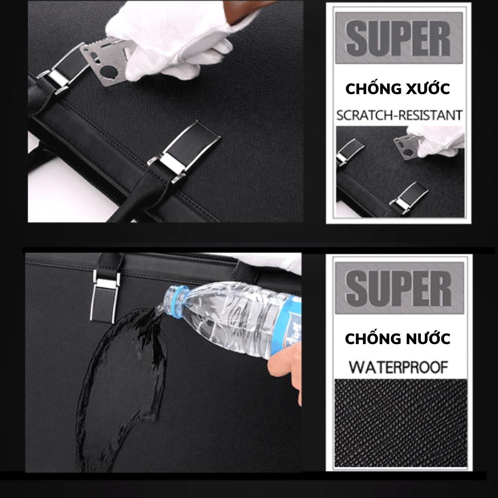 Cặp da công sở,Cặp văn phòng Cao Cấp KQDAISHU - Chất liệu Da PU cực bền,Cặp Đựng Laptop 14inh,Vệ sinh dễ dàng-