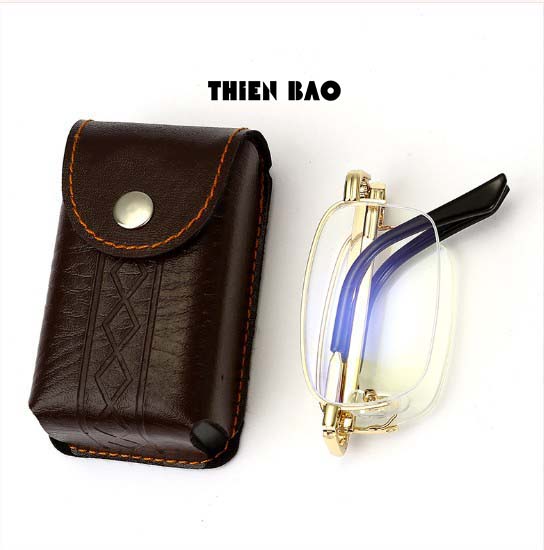 Kính lão thị, viễn thị đọc sách Nam nữ gấp gọn ( Tặng bao da đeo hông) KVT1510 tròng Nhật xẻ cước loại tốt mạ crom bền đẹp
