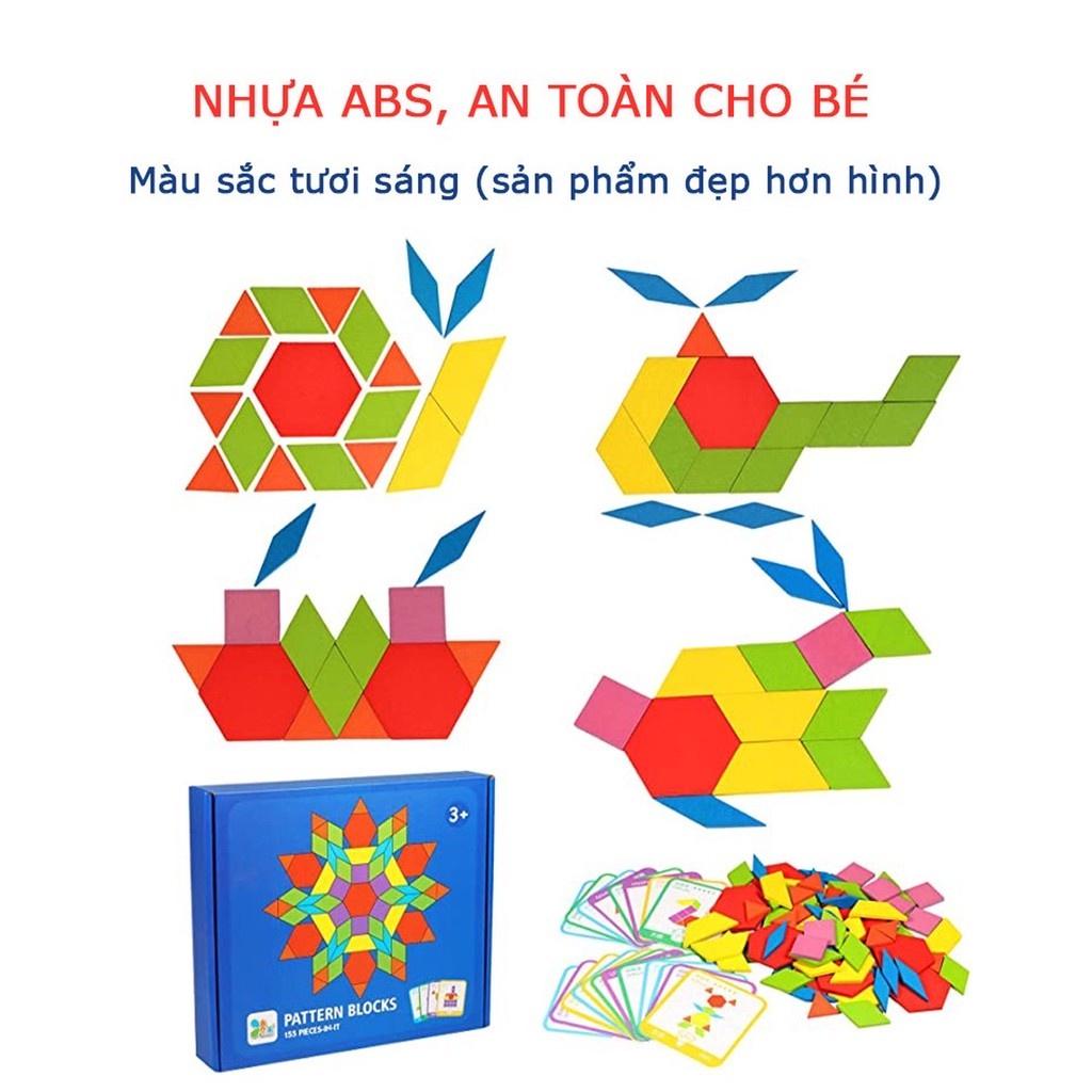 Ghép hình Pattern Blocks 155 miếng ghép + 24 thẻ