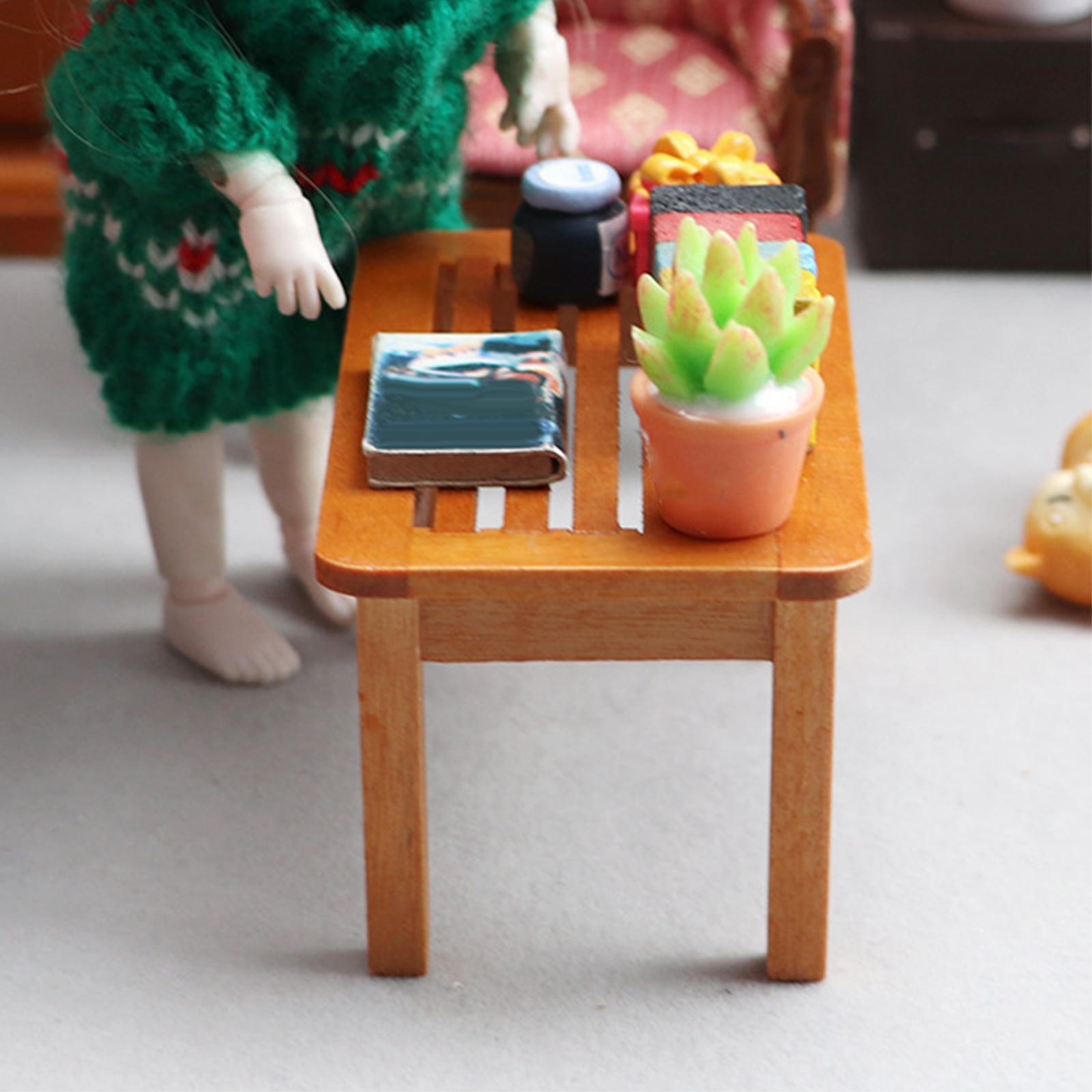 1:12 Scale Side Table Living Room Furniture Home Doll House Wooden Coffee Table Decor