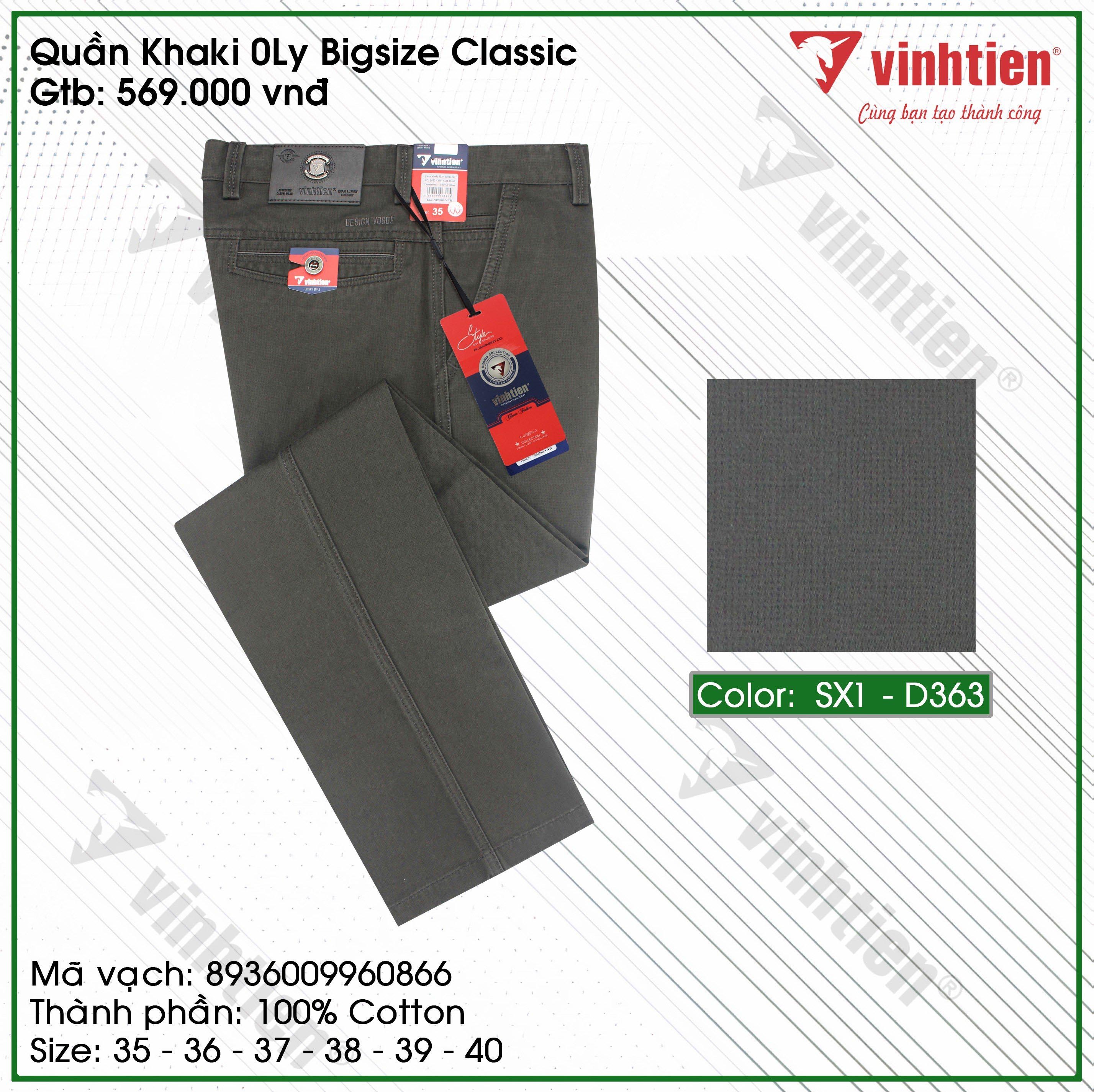 Quần KaKi Size Đại 0Ly Classic 569 Vĩnh Tiến - Nhiều Màu - 36