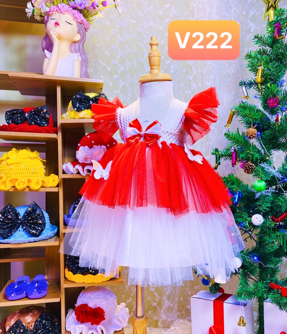 Đầm công chúa, váy công chúa dễ thương 2 tầng sang trọng cho bé Size Vân Anh Shop