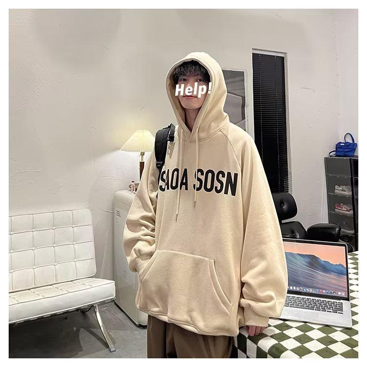 Áo Hoodie Dài Tay Dáng Rộng In Chữ Cá Tính Dành Cho Nam / Size M-5XL