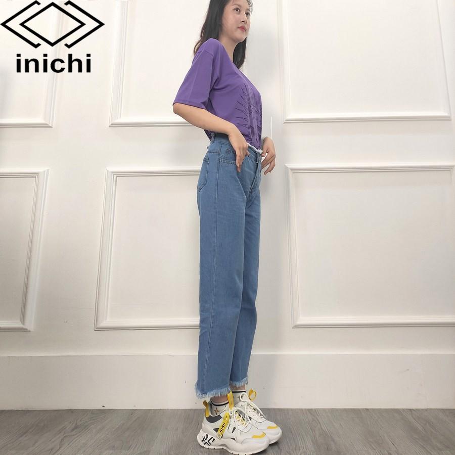 Quần jean nữ baggy INICHI Q700 dài lưng cao ống loe thời trang 2020
