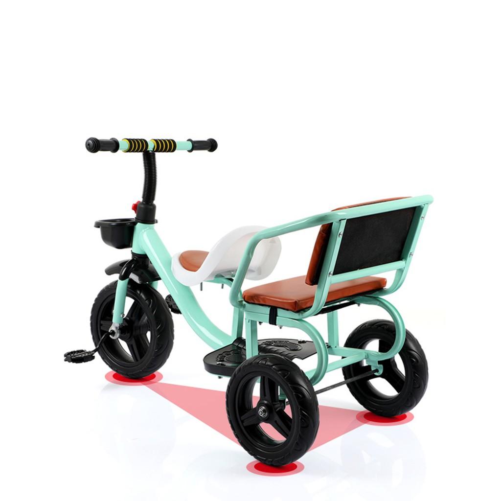Xe đạp xích lô cho bé yên bọc da cao cấp 2 chỗ ngồi