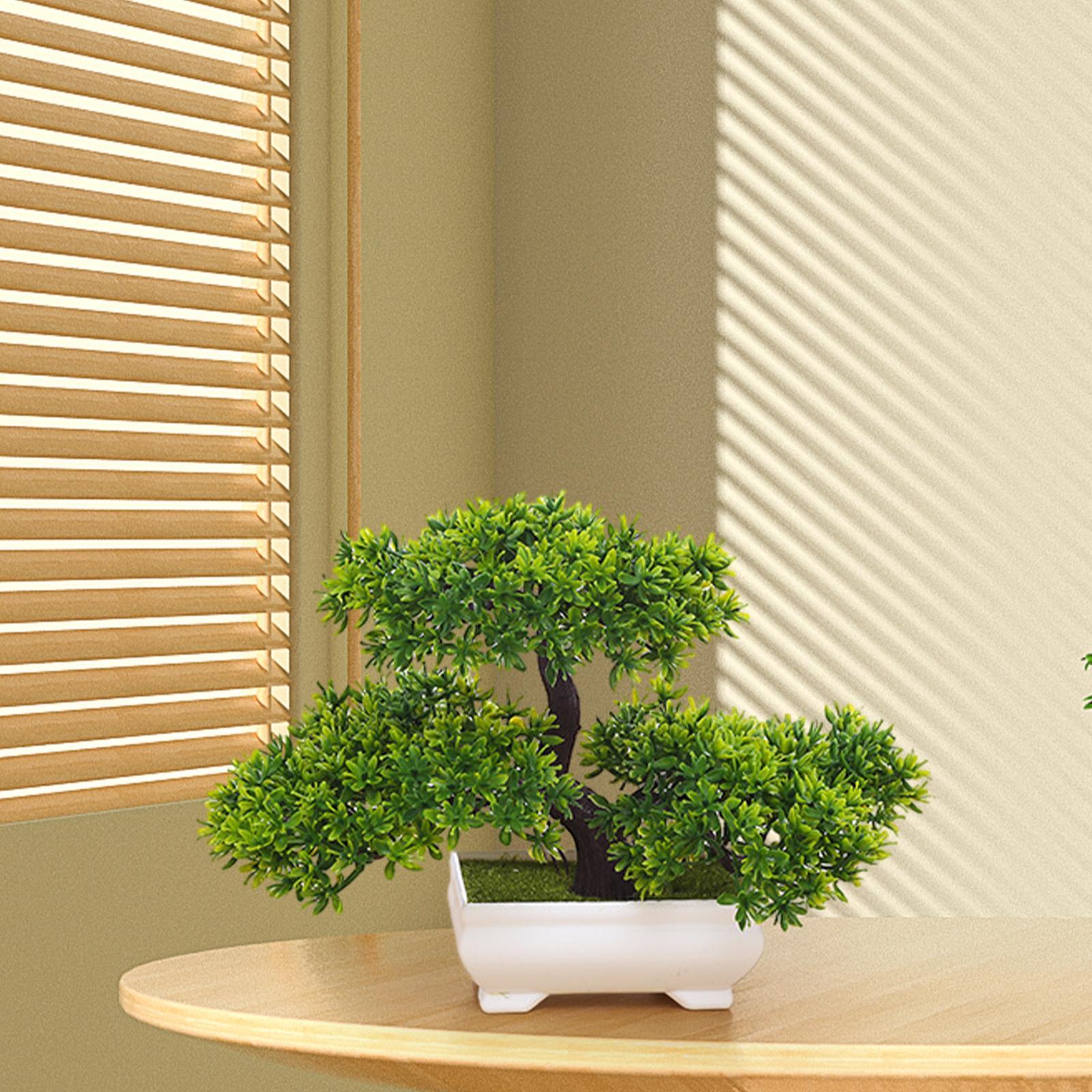 Artificial Bonsai Tree Desk Potted  Tree for Living Room Shelf Fireplace