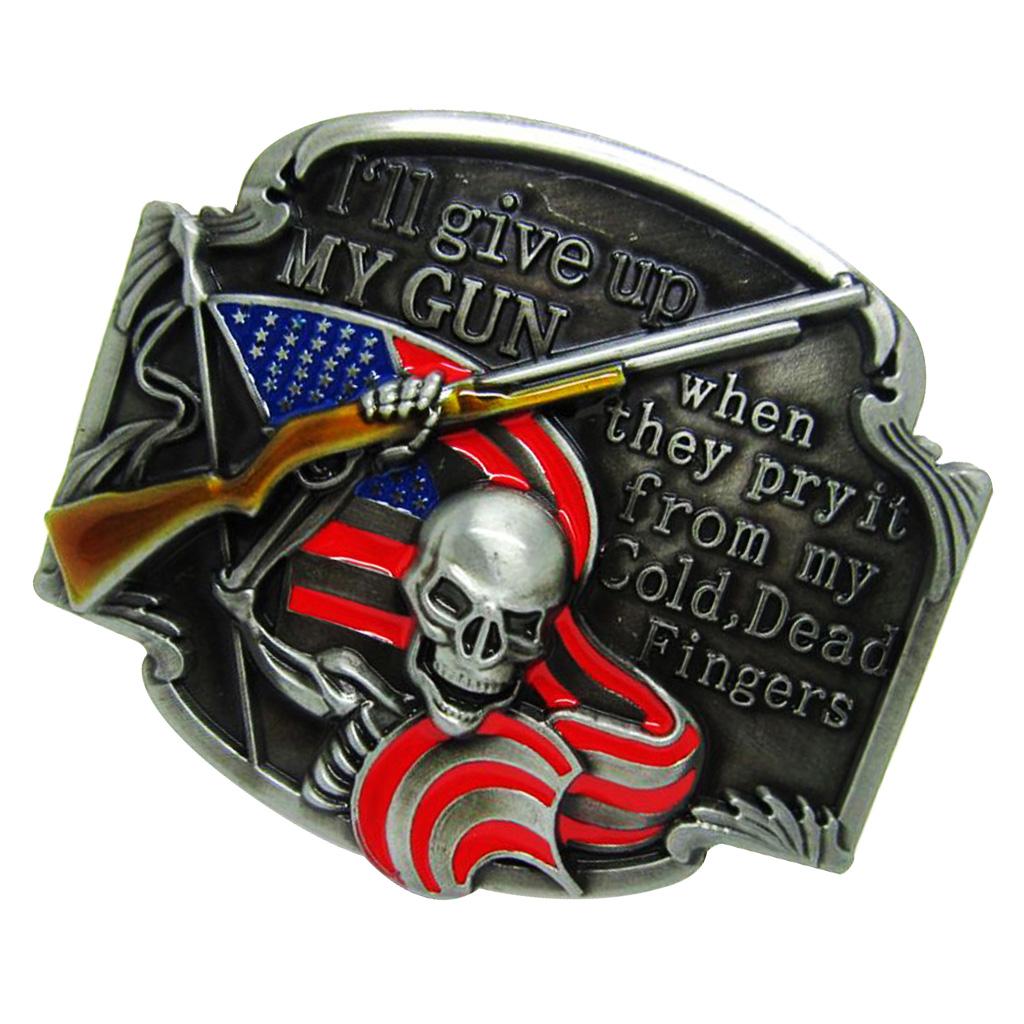 Classic Metal Skull Flag Belt Buckle Skeleton Cowboy Novelty Retro Western