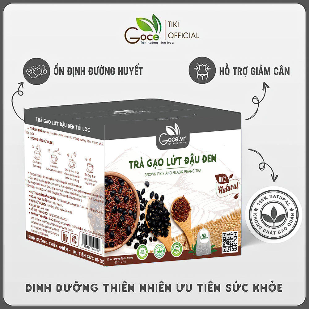 Trà gạo lứt đậu đen túi lọc Goce