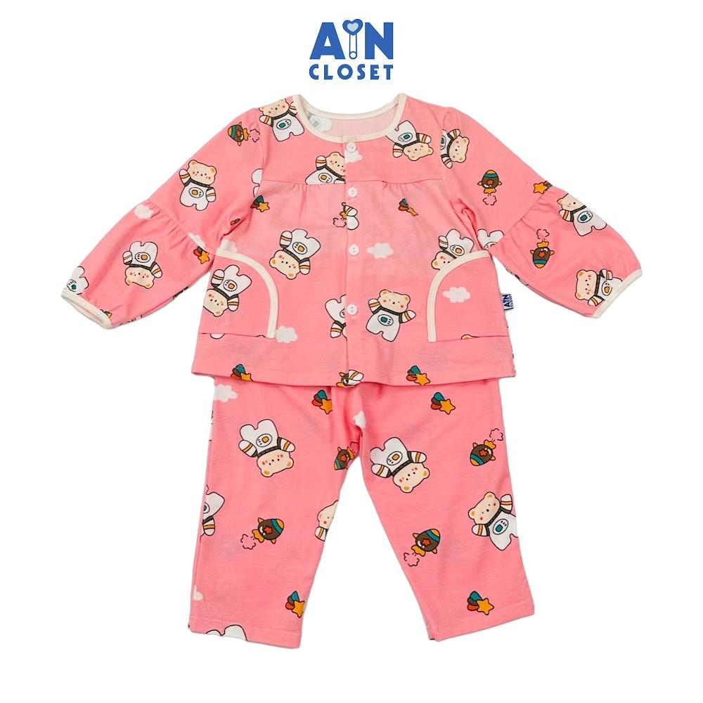 Bộ quần áo Dài bé gái hoạ tiết Gấu Du Hành Vũ Trụ Thun cotton - AICDBGMTW32Q - AIN Closet