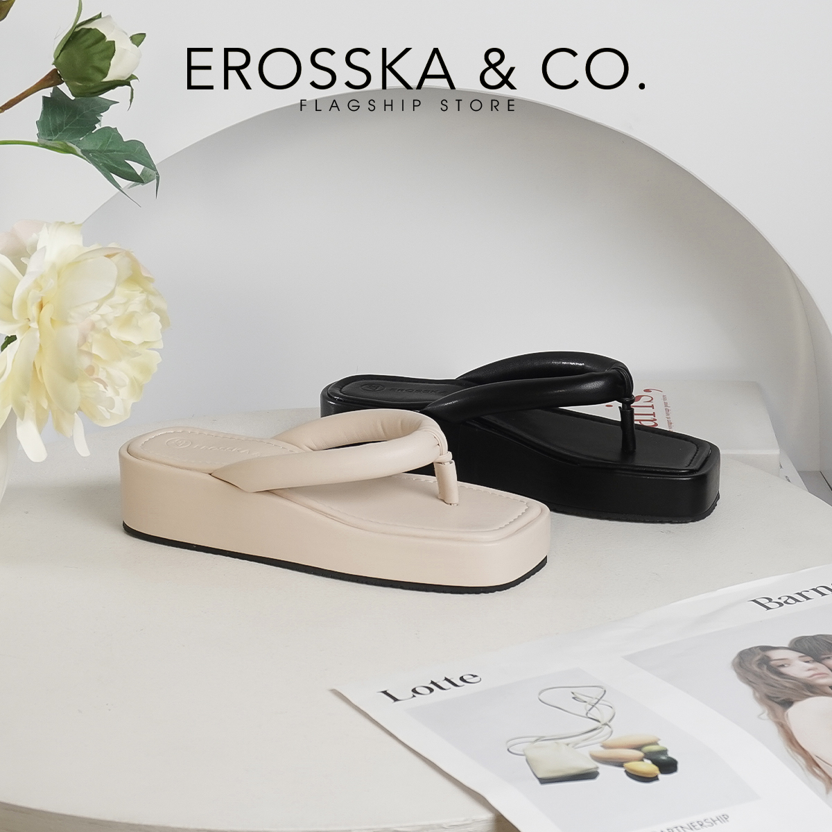 Erosska - Dép kẹp thời trang quai tròn siêu êm - SB019