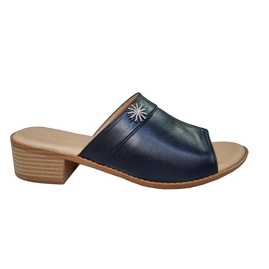 Dép Nữ Quai Ngang Cao Gót Da Bò Thật TiTi ĐÔ Cao Cấp 4cm DNU2173