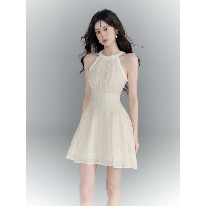 TOBE1SHOP Váy cổ nữ thiết kế mùa hè, eo cao, váy cổ dài.