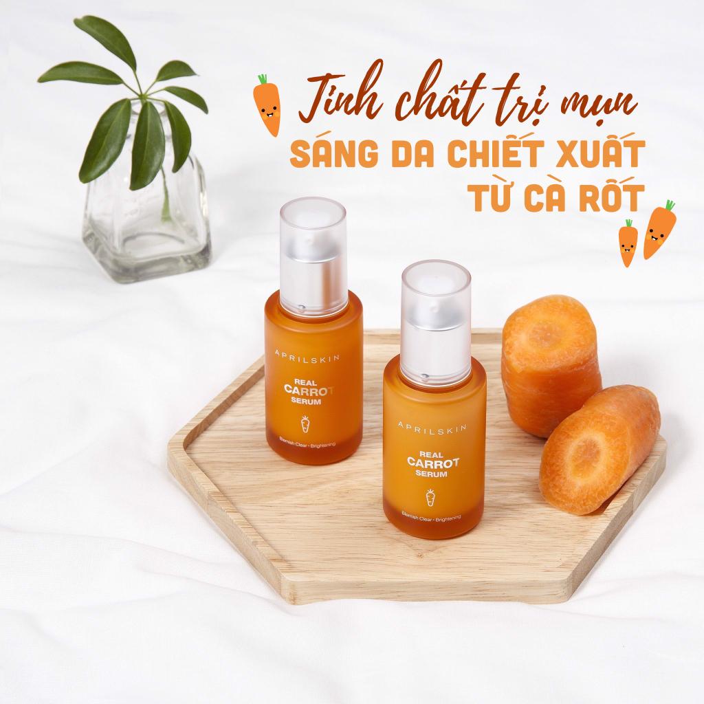 Tinh Chất Giảm Mụn Phục Hồi Sáng Da Sau Mụn Chiết Xuất Cà Rốt April Skin Real Carrot Serum 45g + Tặng Kèm 1 Băng Đô Tai Mèo Xinh Xắn ( Màu Ngẫu Nhiên)