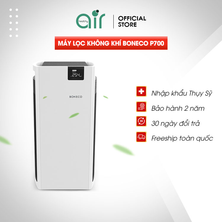 Máy Lọc Không Khí Cao Cấp BONECO P700 Khử Mùi Khói Thuốc Cigar, Diệt Khuẩn, Lọc Bụi, Báo Chỉ Số PM, cho Văn Phòng, Diện Tích Lớn - Hàng Nhập Khẩu