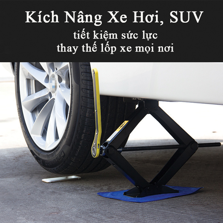 Bộ kích nâng gầm ô tô, xe hơi, SUV 2.5 tấn nhỏ gọn, thay thế lốp xe khẩn cấp mọi nơi (1 cờ lê + 1 kích)