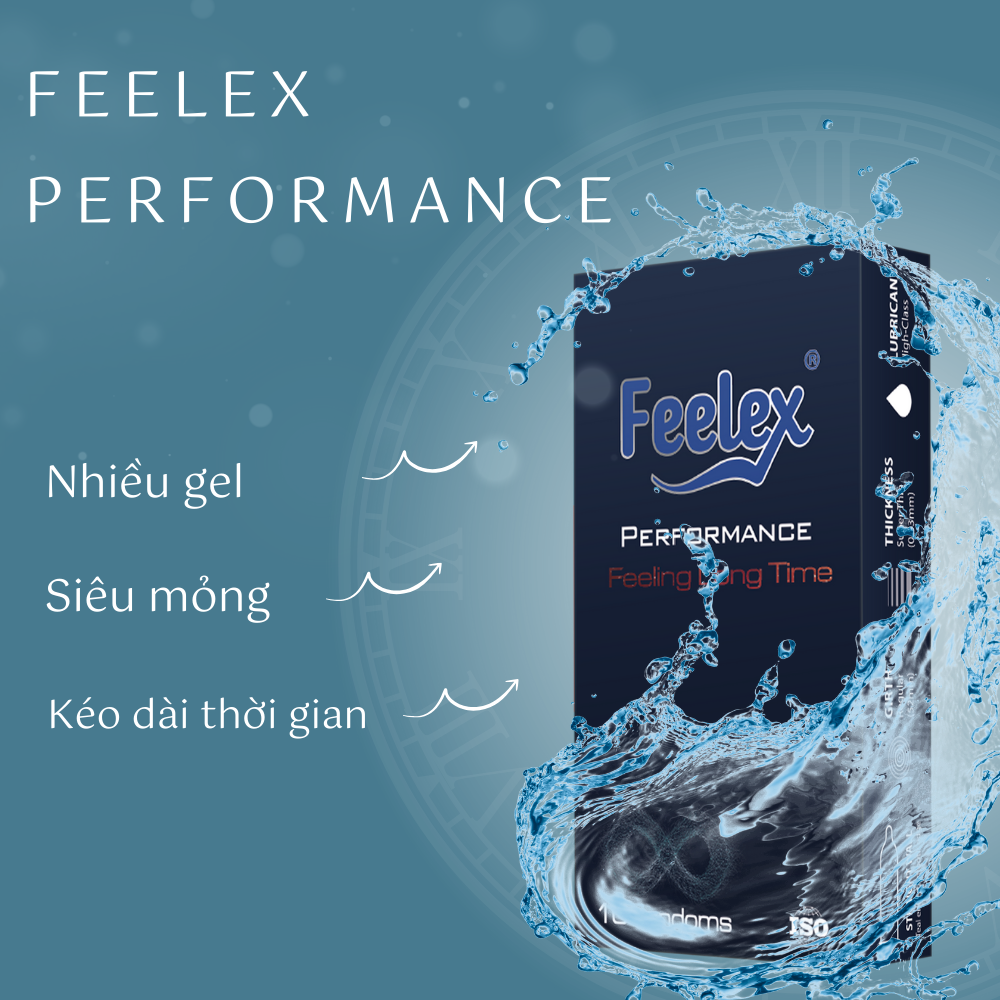 Hình ảnh Bao cao su Feelex Performance siêu mỏng, kéo dài thời gian quan hệ - Hộp 10 bcs