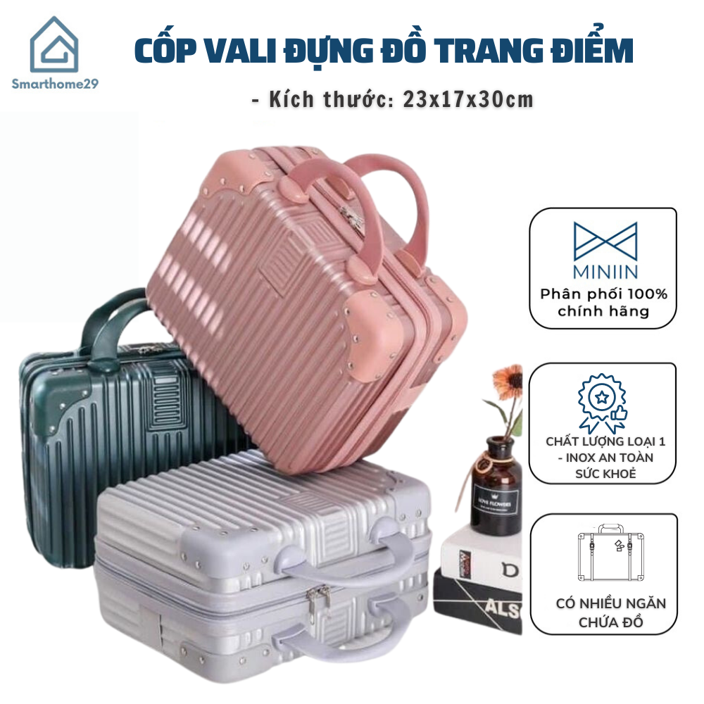 Cốp Vali Đựng Mĩ Phẩm Đồ Trang Điểm Du Lịch Cao Cấp - Vali Đựng Hành Lí Xách Tay , Vali Mini - HÀNG CHÍNH HÃNG MINIIN