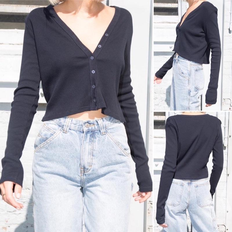 Áo khoác cardigan tay dài chất thun gân mềm co giãn 4c