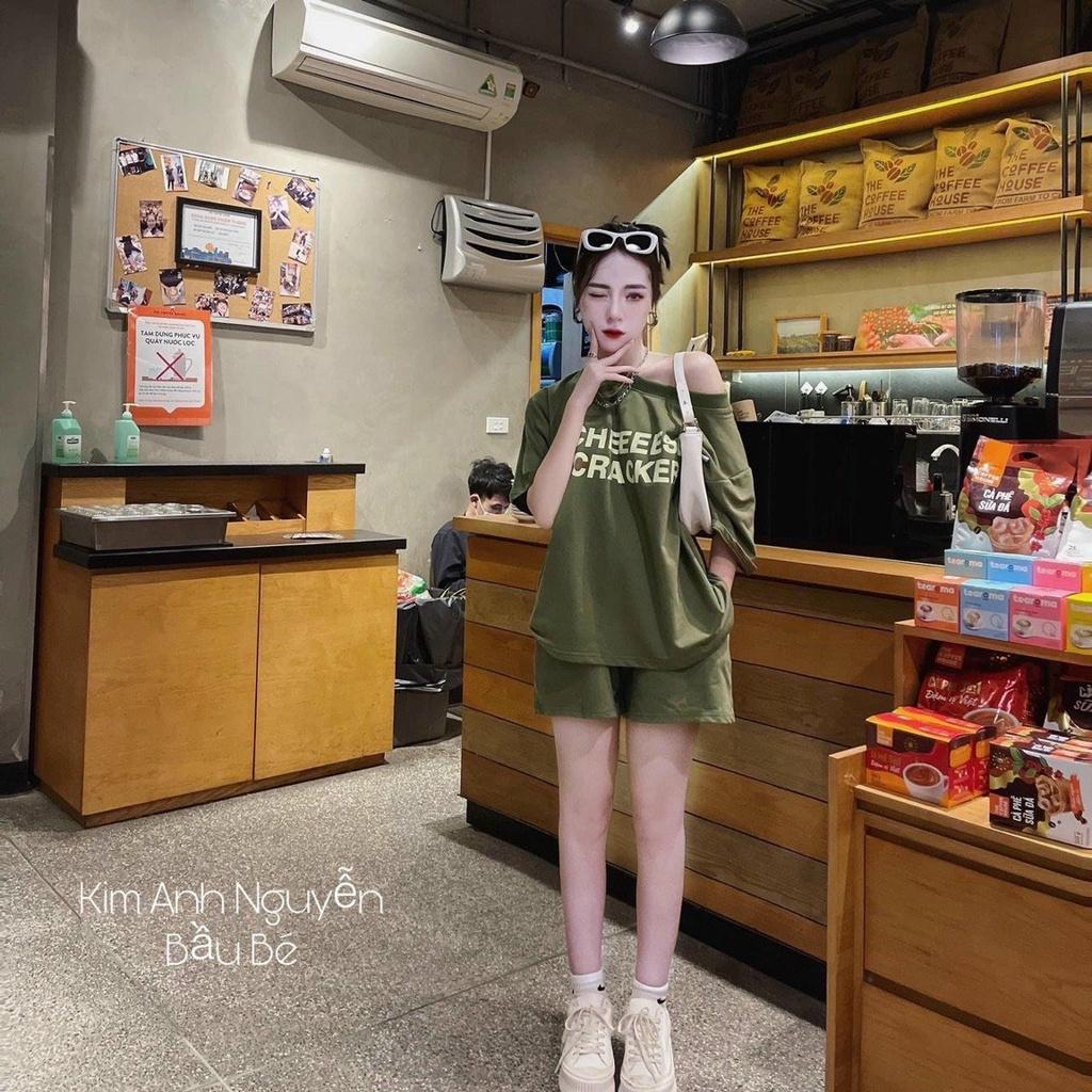 Đồ Bộ Mặc Nhà Thể Thao CHEEESE Vải Cotton Lạnh Mềm Mát Kiểu Dáng Năng Động Dễ Thương Xinh Đep Cá Tính Mới