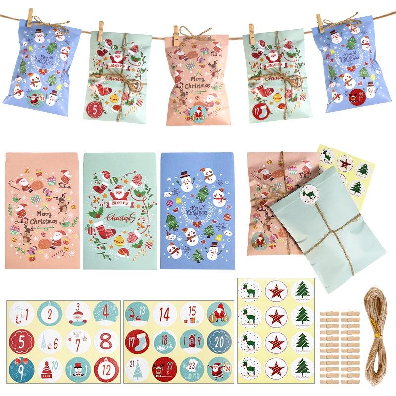 Set 24 túi giấy đựng quà giáng sinh