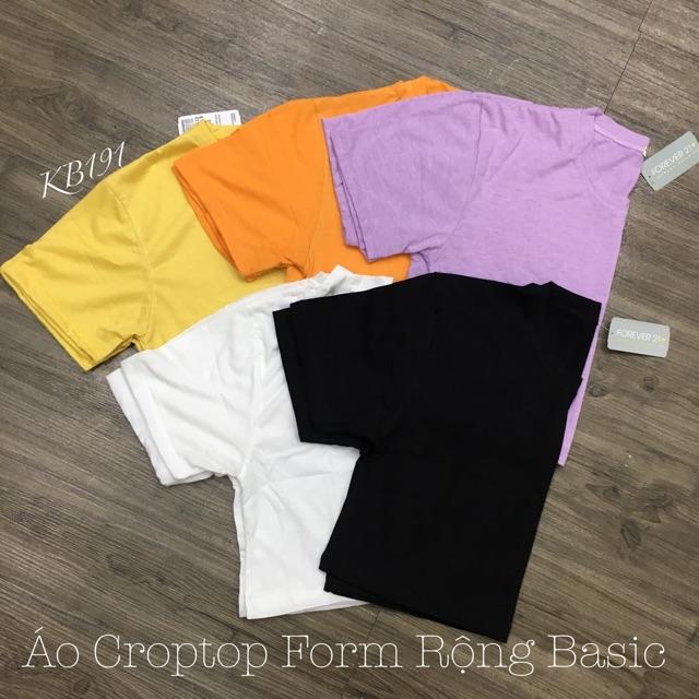 Áo Croptop Form Rộng Basic - Áo Croptop Cổ Tròn Form Rộng Tay Lỡ AN03