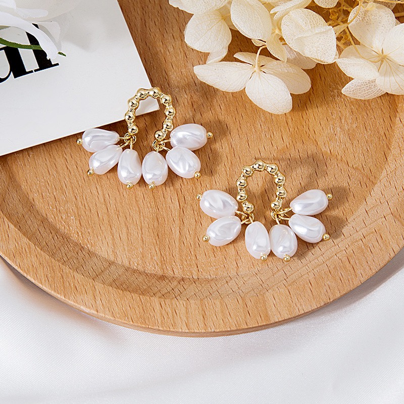 Khuyên Tai Nữ Khuyên Ngọc Chùm Vintage Chuôi Bạc 925