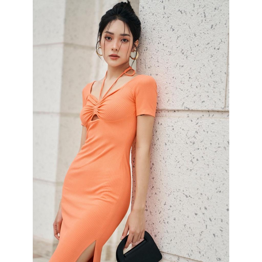 RECHIC Đầm Eunice dáng dài ôm body chất thun gân co giãn tôn dáng phù hợp đi dạo phố