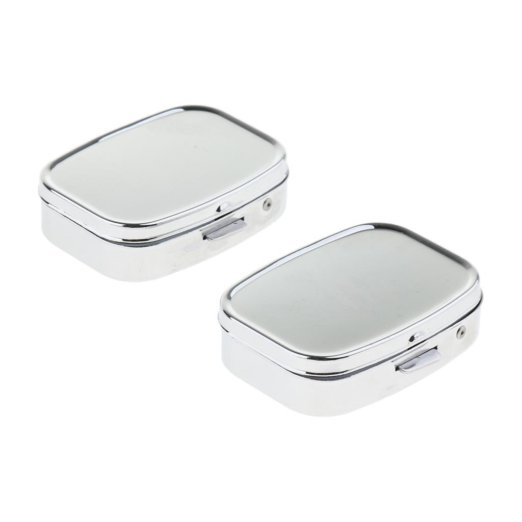 2 Pieces Vitamin Medicine Tablet Box Pill Storage Cases Rectangle 2 Slots