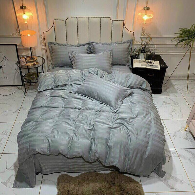 Bộ chăn ga Cotton sọc 3f chăn ga Hàn Quốc đủ màu đủ size miễn phí bo chun