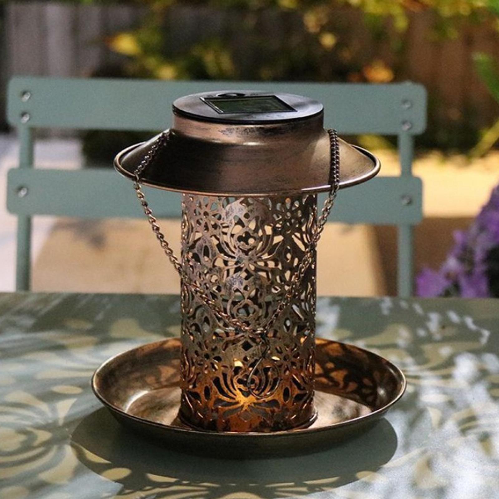 Solar Bird Hanging Feeder Outside Hanging Food Feeder Outdoor Solar Powered Garden Lantern Lights for Outdoors Garden