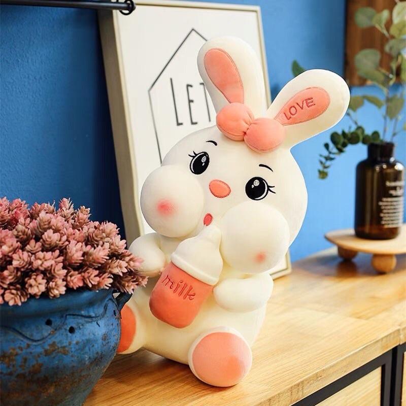 Gấu bông thỏ ôm bình sữa cao cấp - đủ size